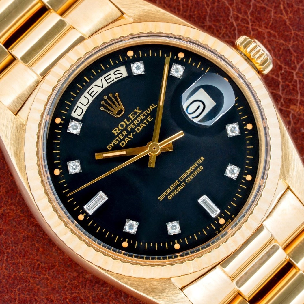 1803 Day-Date (full set Caracas / perfect black dia dial / hidden clasp)