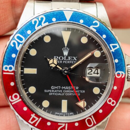 Alternative view of 16750 GMT-Master (matte dial / box papers / top patina)