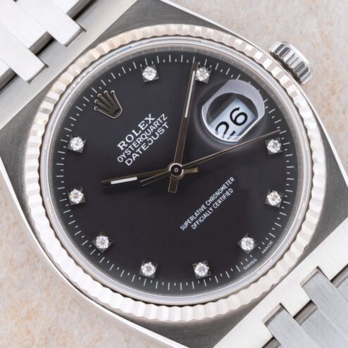 17014 Datejust Oysterquartz (very rare grey diamond dial / full set / top watch)