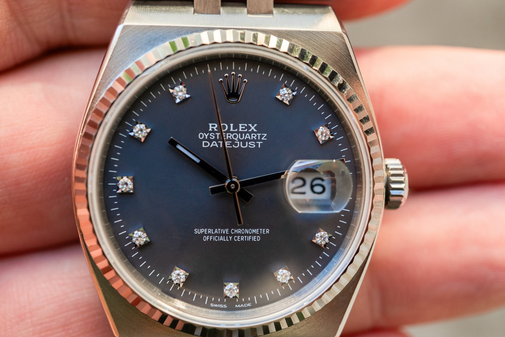 17014 Datejust Oysterquartz (very rare grey diamond dial / full set / top watch) – Bild 2