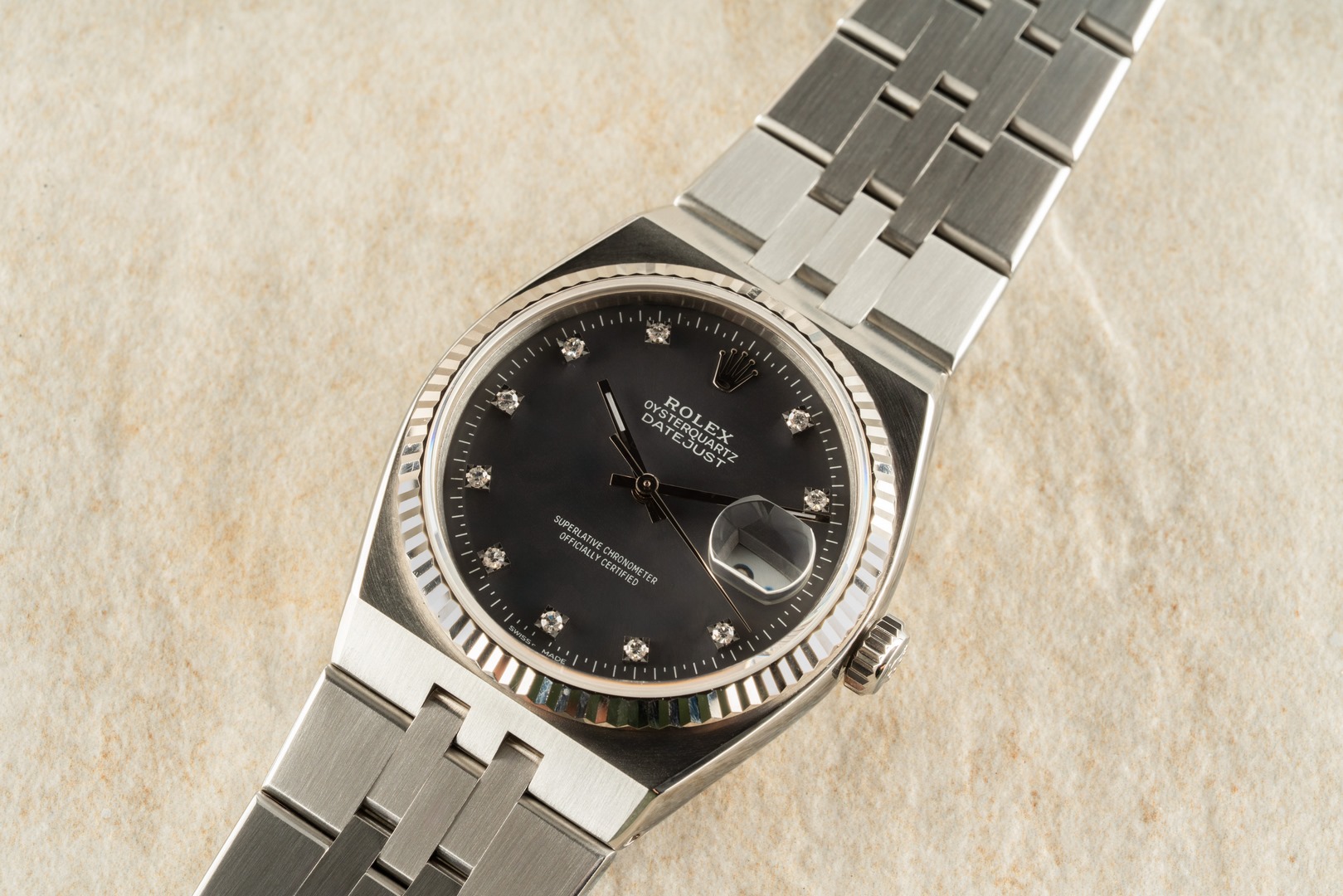 17014 Datejust Oysterquartz (very rare grey diamond dial / full set / top watch) – Bild 6