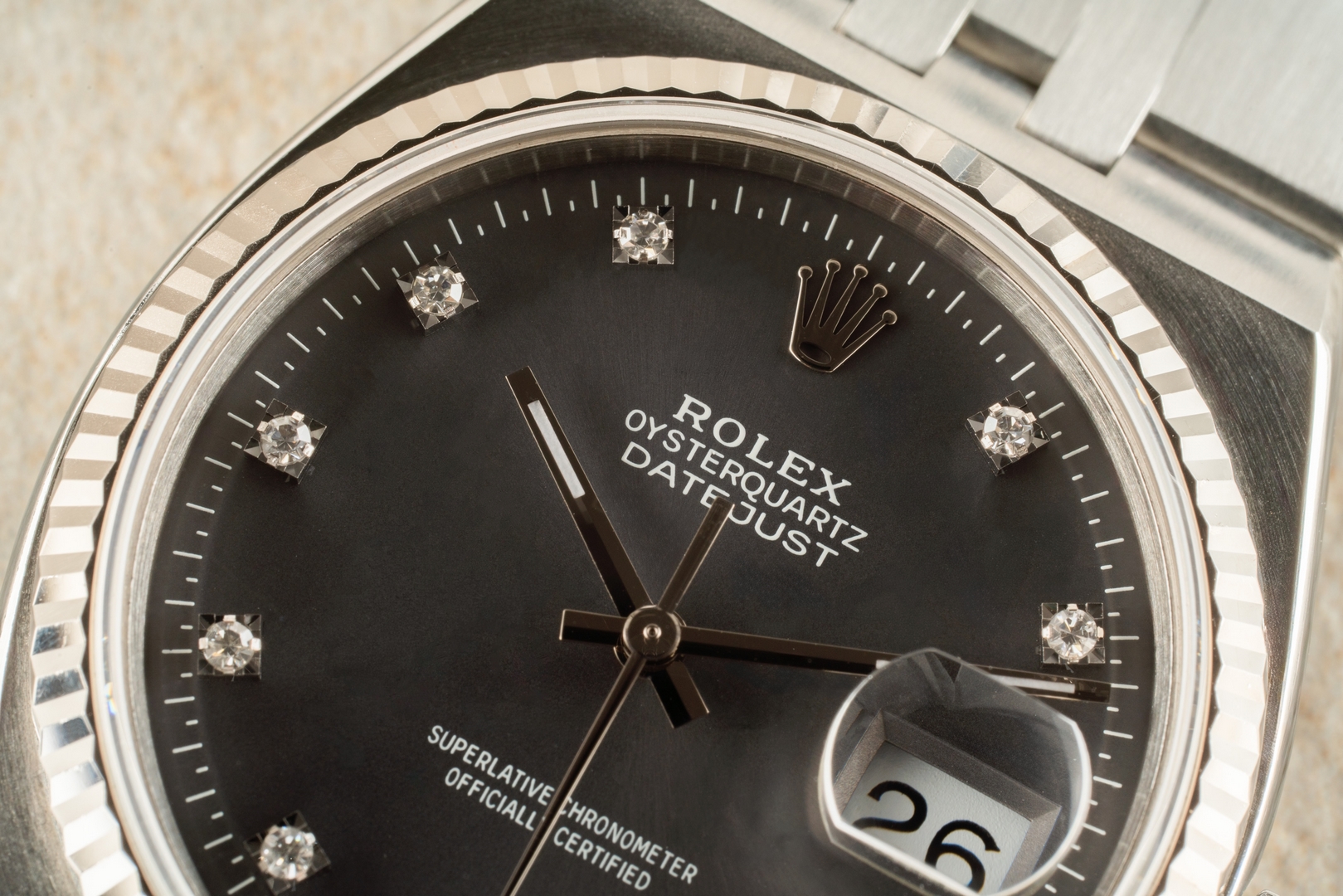 17014 Datejust Oysterquartz (very rare grey diamond dial / full set / top watch) – Bild 7