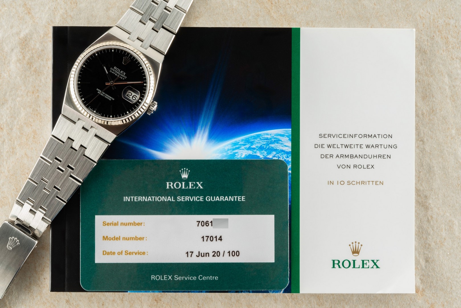 17014 Datejust Oysterquartz (black dial / service papers / from 1982) – Bild 4