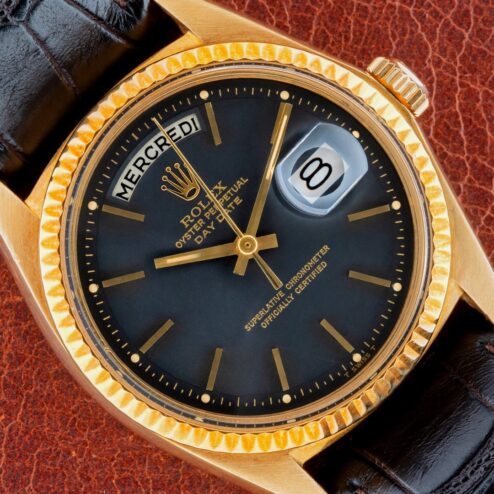 1803 Day-Date (perfect black matte dial / 18 carat buckle / from 1971)