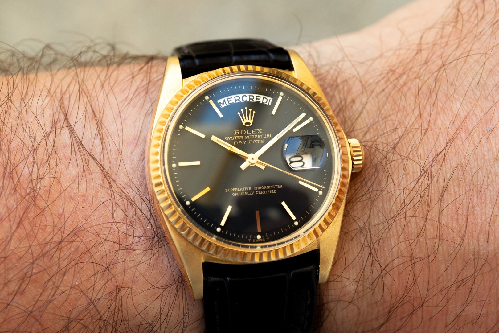 1803 Day-Date (perfect black matte dial / 18 carat buckle / from 1971) – Bild 2