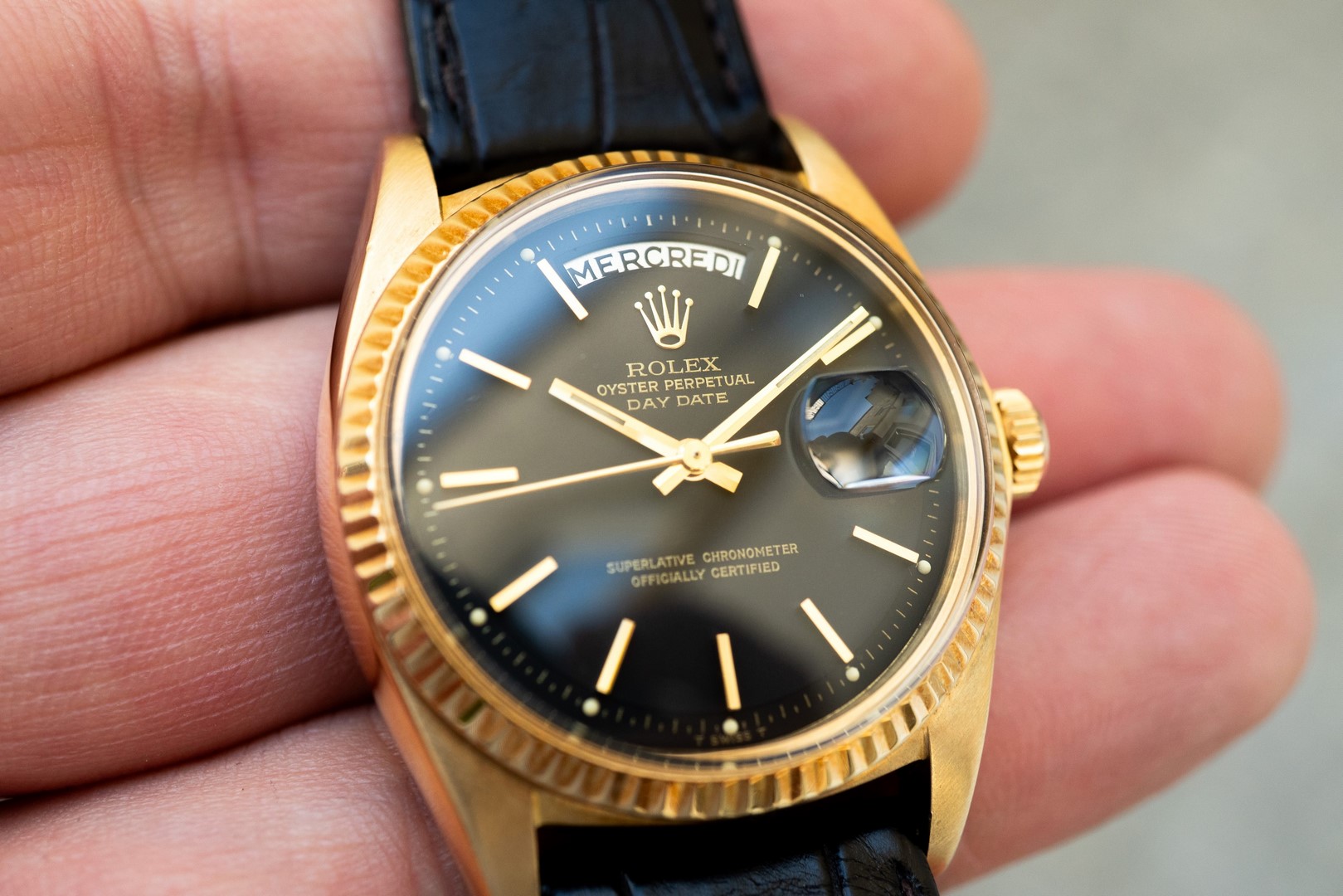 1803 Day-Date (perfect black matte dial / 18 carat buckle / from 1971) – Bild 5