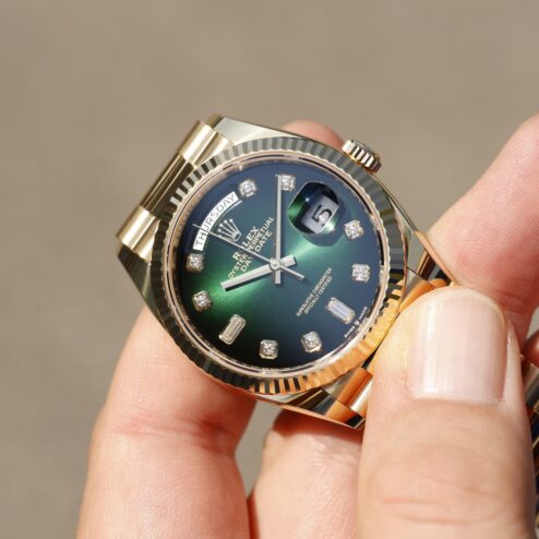 Alternative view of 128238 Day-Date (green ombre dial / 2021 full set from Germany / top condition)