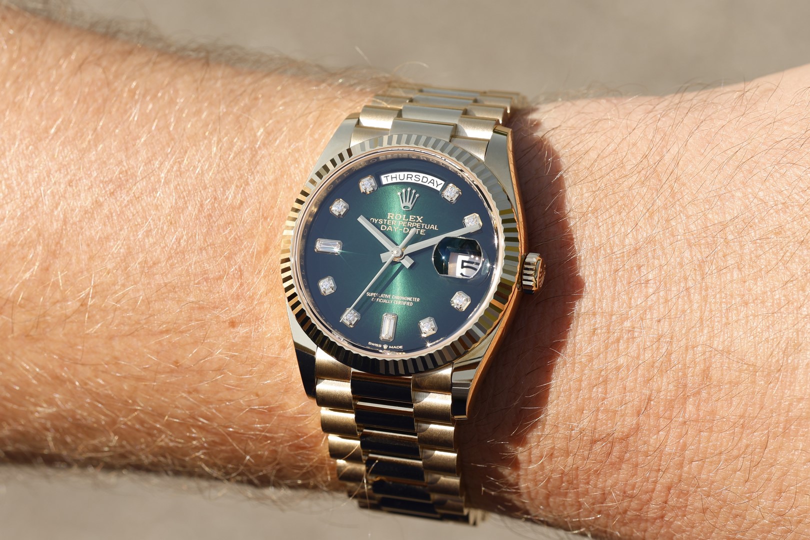 128238 Day-Date (green ombre dial / 2021 full set from Germany / top condition) – Bild 3