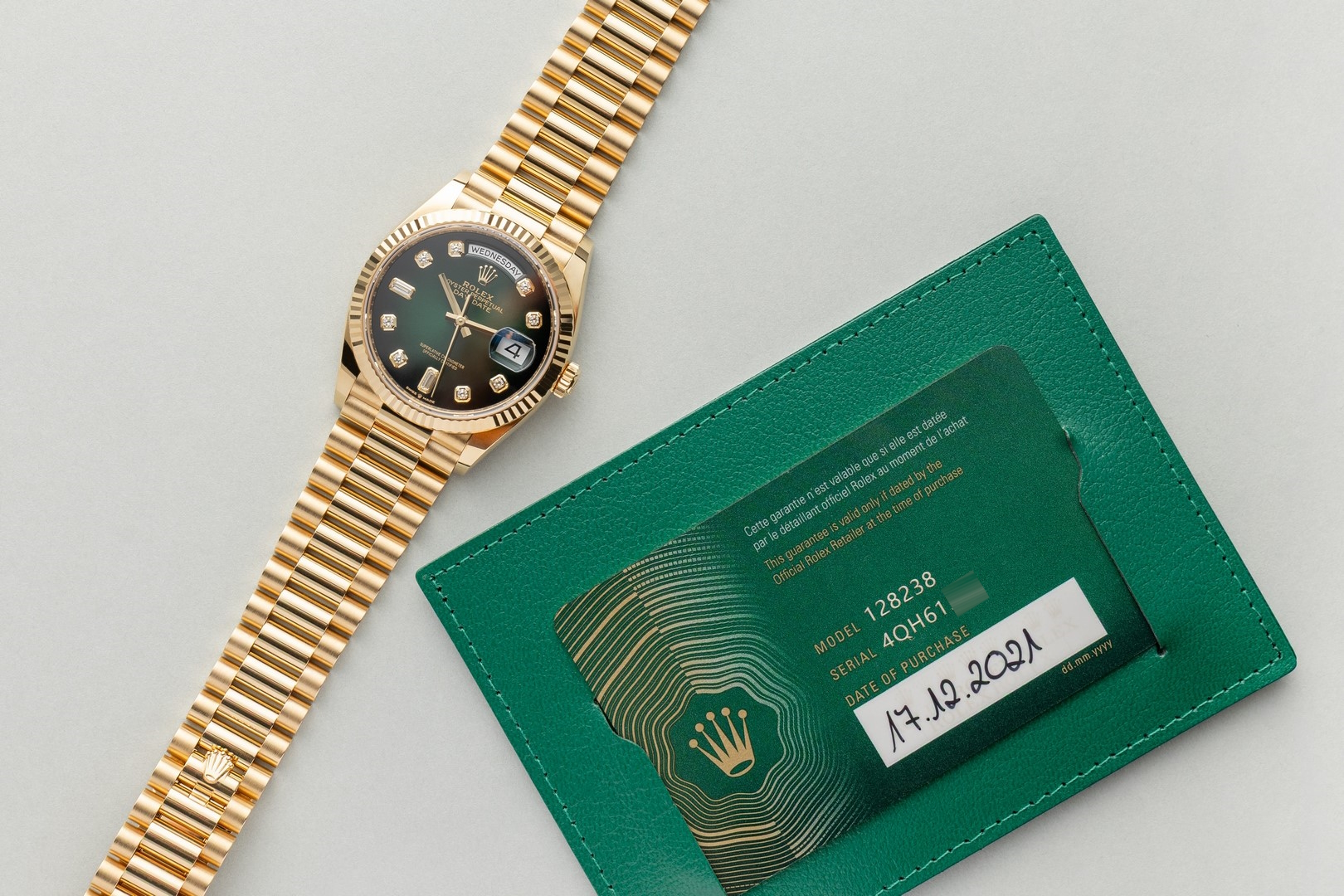 128238 Day-Date (green ombre dial / 2021 full set from Germany / top condition) – Bild 4
