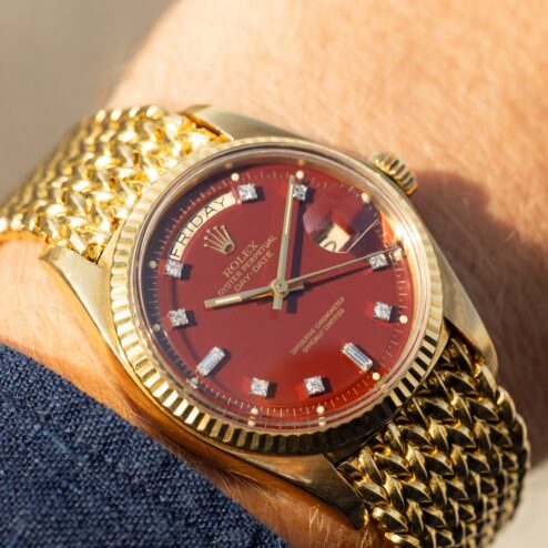 1803 Day-Date (Oxblood Stella / super rare woven bracelet / unpolished case / from my private collection) – Bild 3