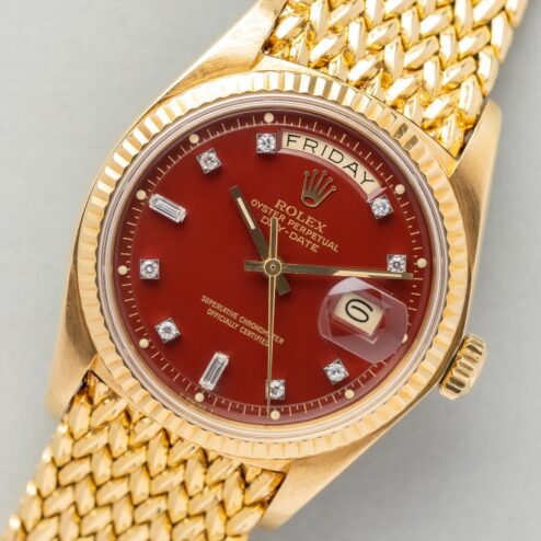 1803 Day-Date (Oxblood Stella / super rare woven bracelet / unpolished case / from my private collection) – Bild 5