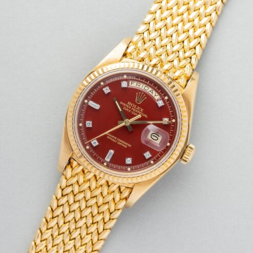 1803 Day-Date (Oxblood Stella / super rare woven bracelet / unpolished case / from my private collection) – Bild 6