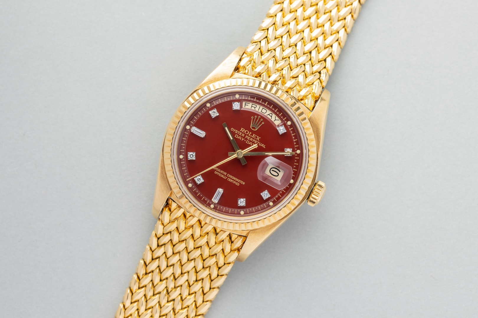 1803 Day-Date (Oxblood Stella / super rare woven bracelet / unpolished case / from my private collection) – Bild 6