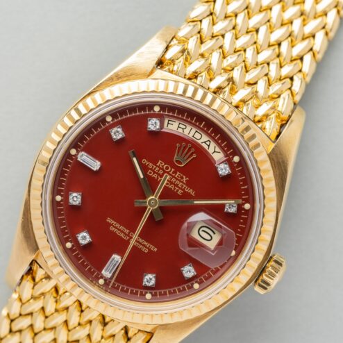 1803 Day-Date (Oxblood Stella / super rare woven bracelet / unpolished case / from my private collection) – Bild 7