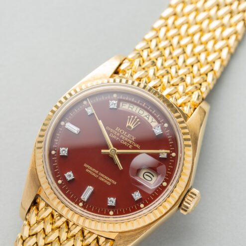 1803 Day-Date (Oxblood Stella / super rare woven bracelet / unpolished case / from my private collection) – Bild 8