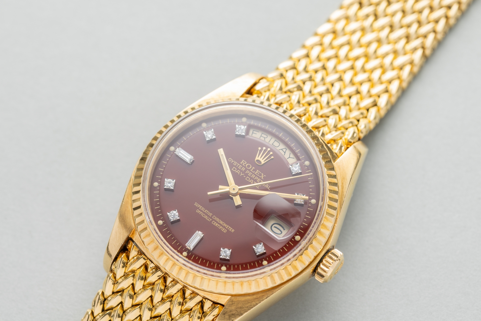1803 Day-Date (Oxblood Stella / super rare woven bracelet / unpolished case / from my private collection) – Bild 9
