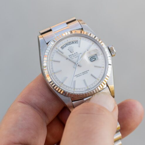 Alternative view of 1803 Day-Date (full set /light tropical dial / top condition / hidden clasp president)