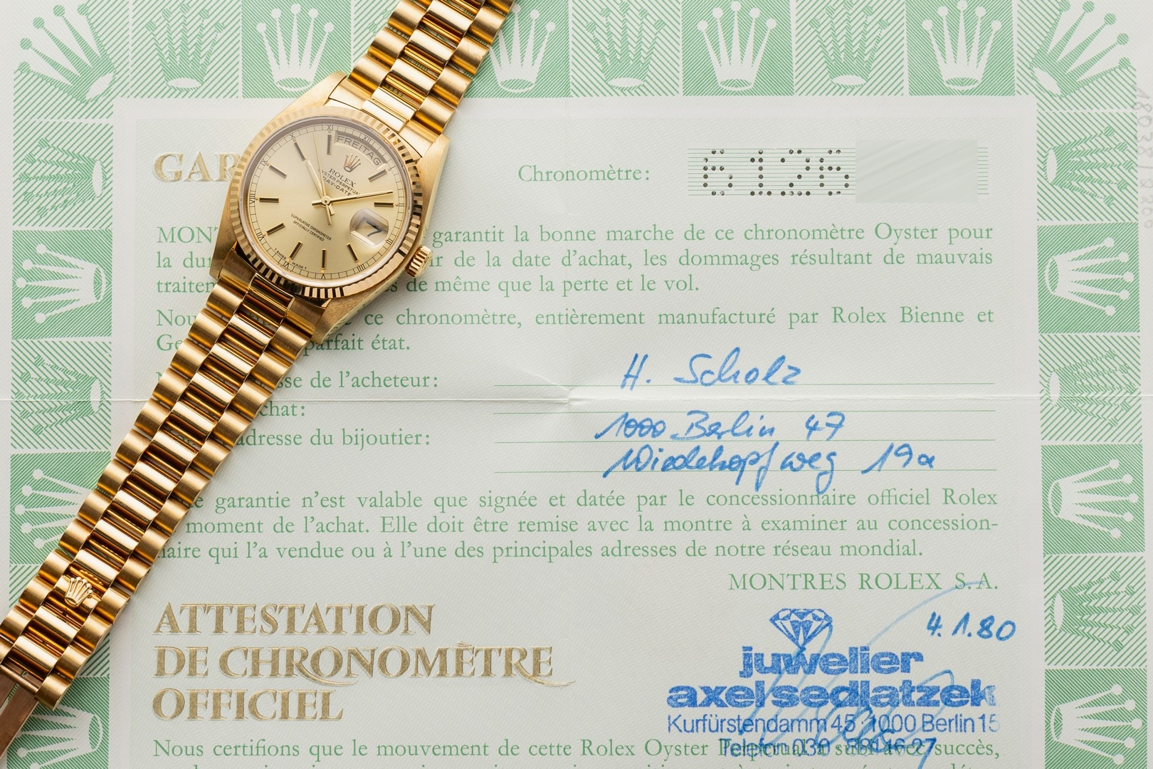18038 Day-Date (unpolished thick case / super rare dial / LC 100 collectors set) – Bild 2