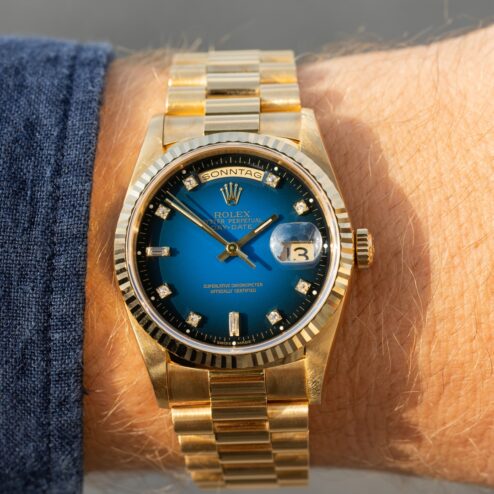 18238 Day-Date (excellent quality / blue vignette degrade dial / caseback sticker / LC100 full set) – Bild 4
