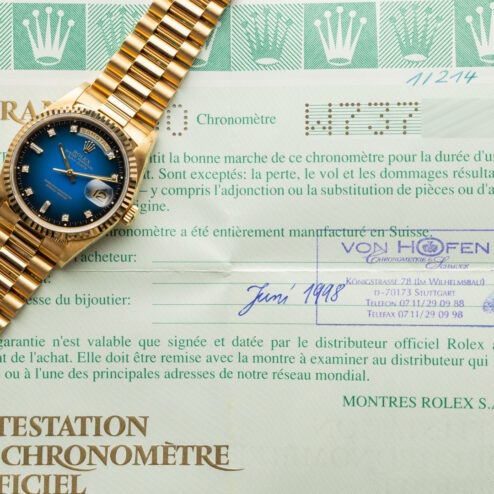 18238 Day-Date (excellent quality / blue vignette degrade dial / caseback sticker / LC100 full set) – Bild 5