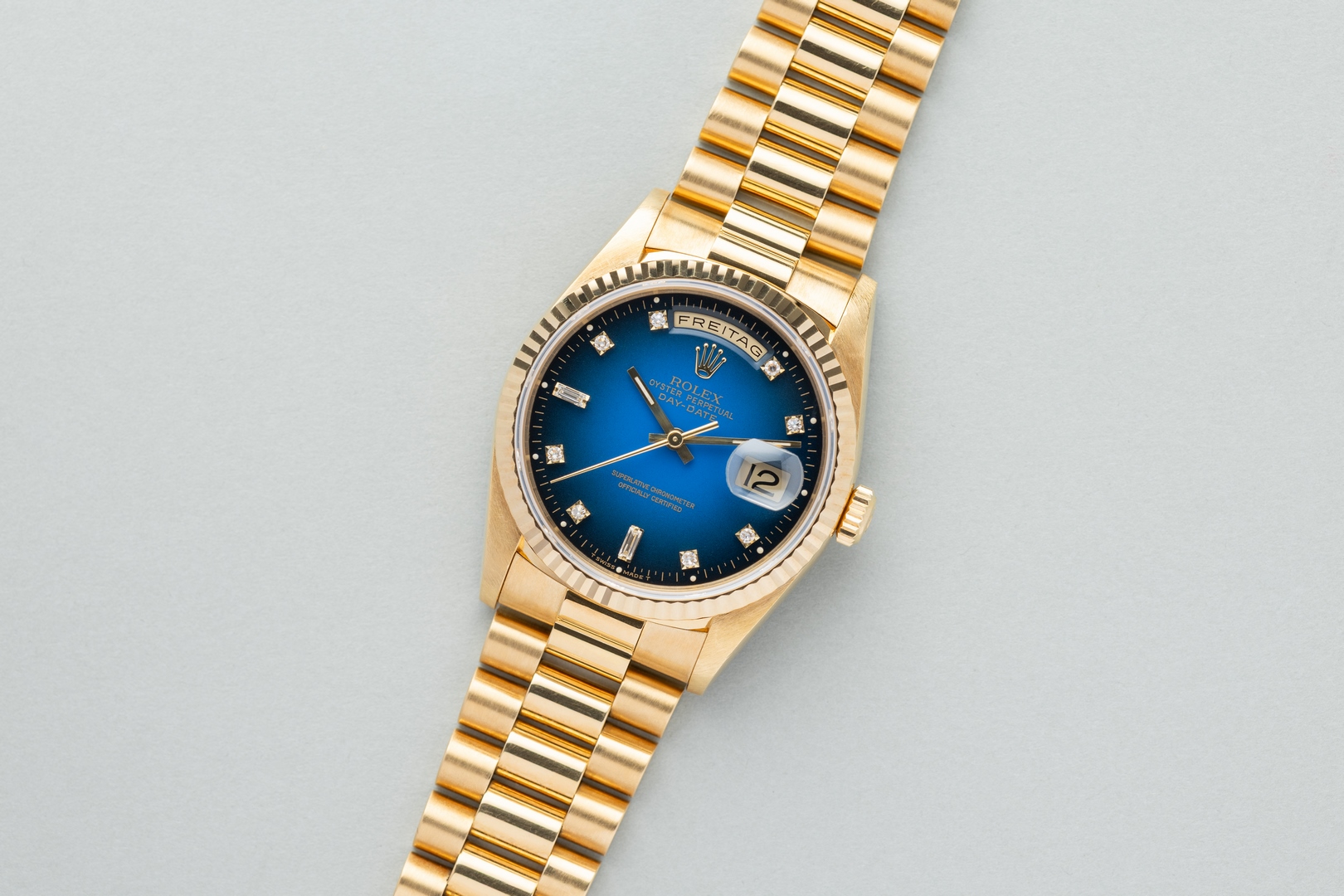 18238 Day-Date (excellent quality / blue vignette degrade dial / caseback sticker / LC100 full set) – Bild 7