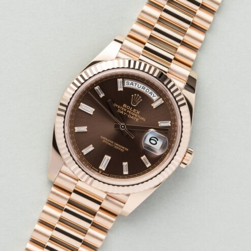 228235 Day-Date (2020 full set / from italy / top condition / choco baguette dial) – Bild 4