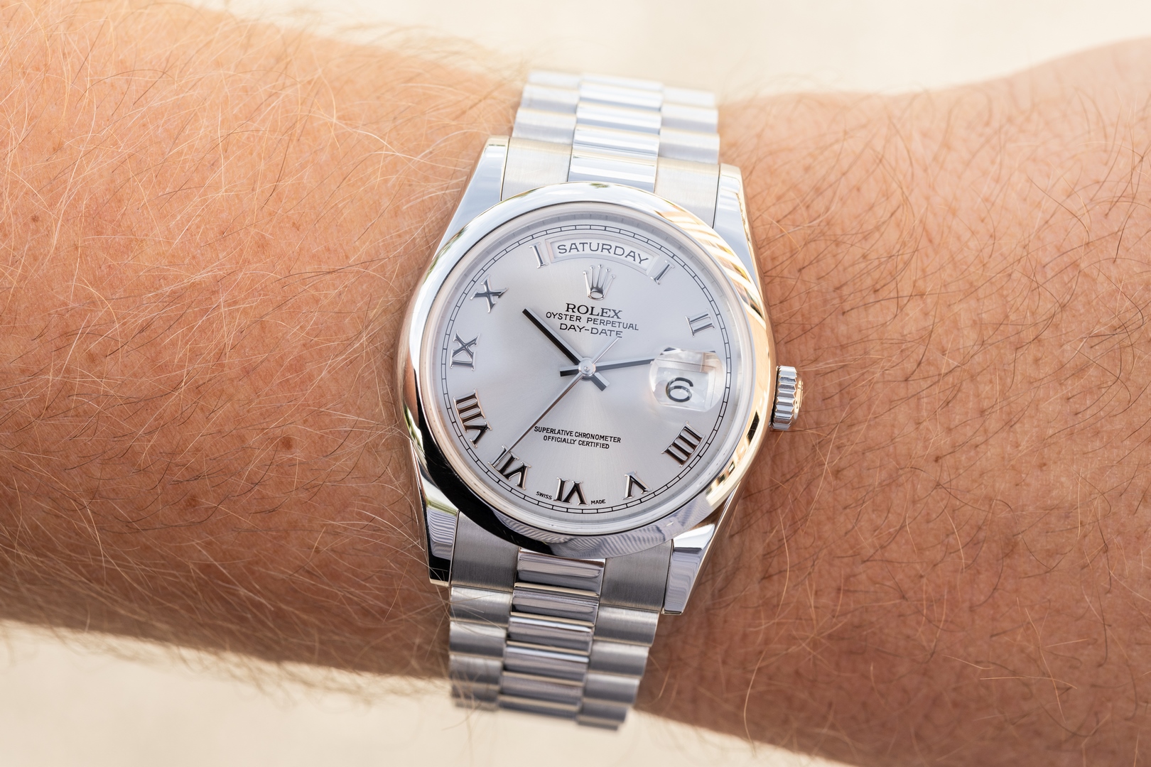 118206 Day-Date (unpolished / caseback sticker / italian full set / full bracelet) – Bild 3