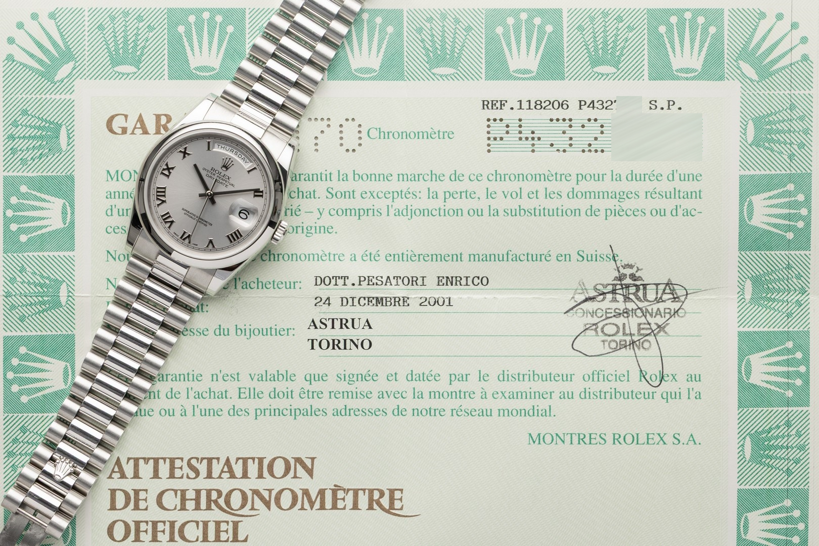 118206 Day-Date (unpolished / caseback sticker / italian full set / full bracelet) – Bild 5