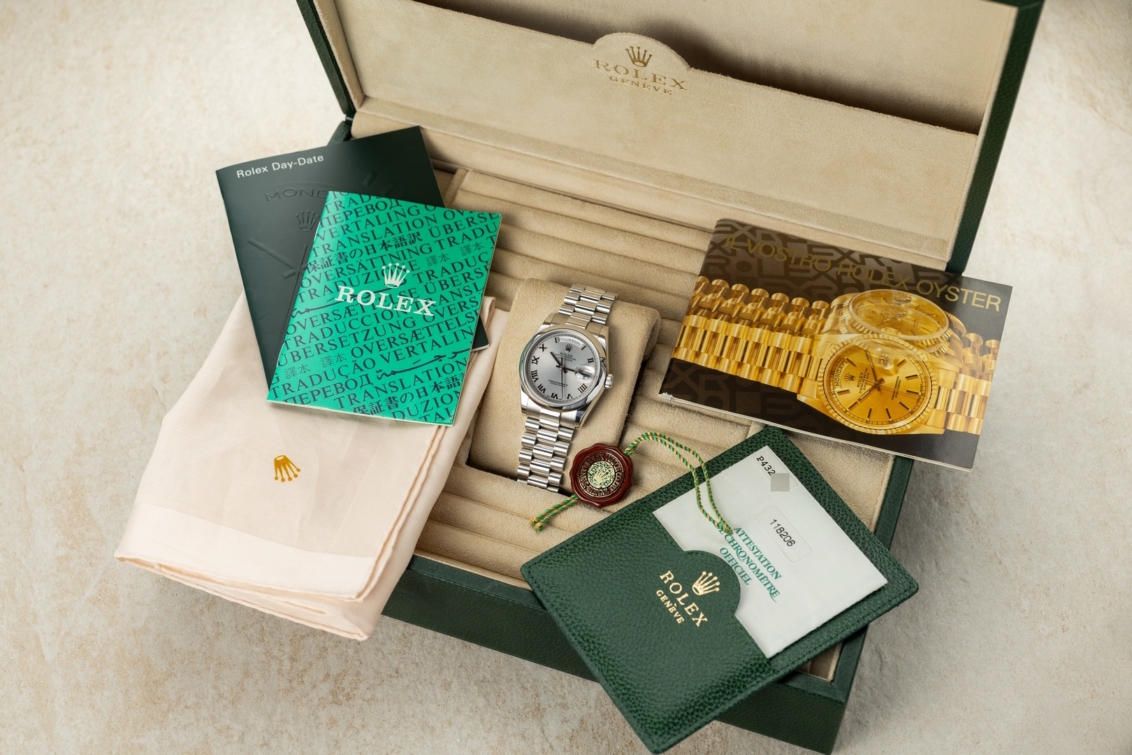 118206 Day-Date (unpolished / caseback sticker / italian full set / full bracelet) – Bild 6